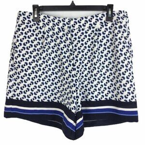 Ann Taylor Factory Drapey Shorts Blue Geometric